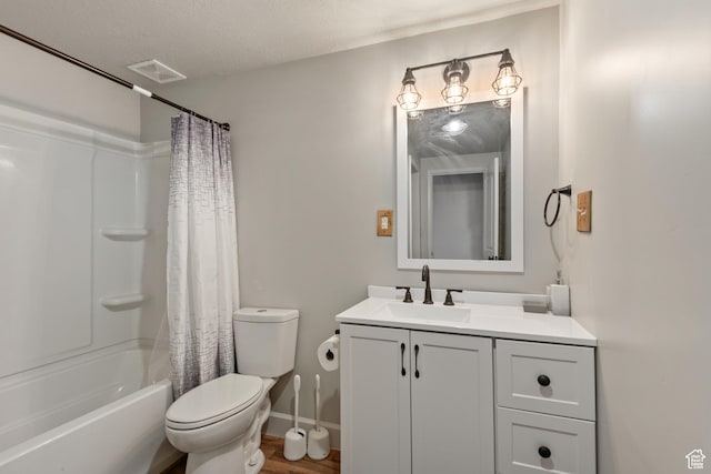 1933 E Handcart Ln N, Spanish Fork, UT 84660 - full bathroom featuring visible vents, baseboards, toilet, shower / bathtub combination with curtain, and vanity