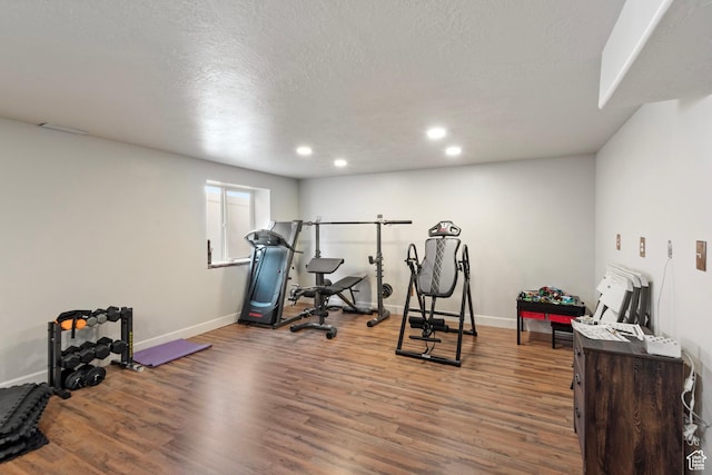 1933 E Handcart Ln N, Spanish Fork, UT 84660 - workout room with a textured ceiling, recessed lighting, wood finished floors, and baseboards