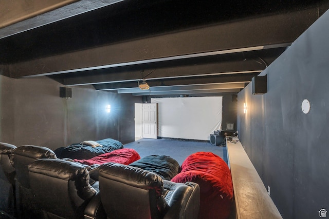 cinema with beamed ceiling