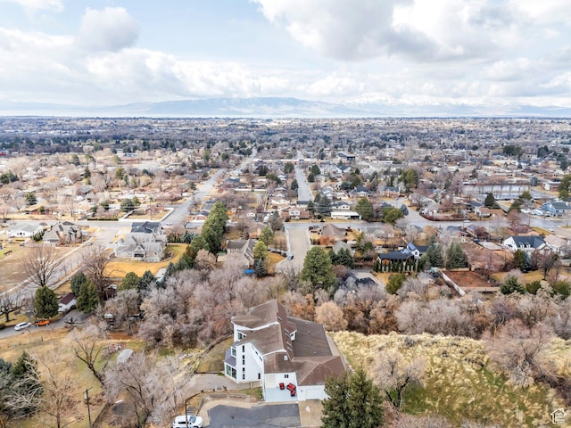 bird's eye view with a residential view and a mountain view