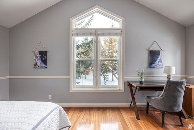 1494 W Meadow Loop Rd, Park City, UT 84098 - bedroom featuring lofted ceiling, baseboards, and wood finished floors