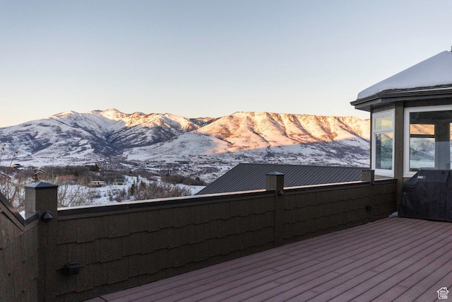 2008 N 3850 E, Eden, UT 84310 - snow covered deck featuring a mountain view