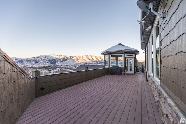 2008 N 3850 E, Eden, UT 84310 - wooden deck featuring french doors and a mountain view