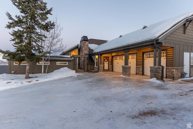 2008 N 3850 E, Eden, UT 84310 - view of front of home with stone siding and a chimney