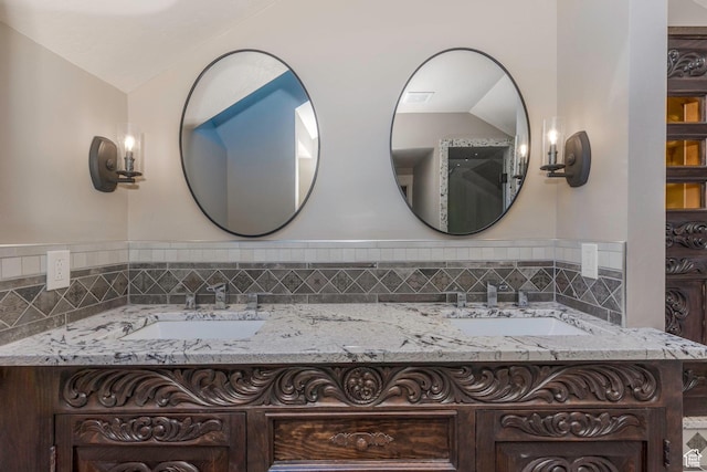 2008 N 3850 E, Eden, UT 84310 - bathroom featuring vaulted ceiling and a sink