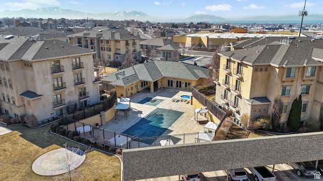 aerial view with a residential view