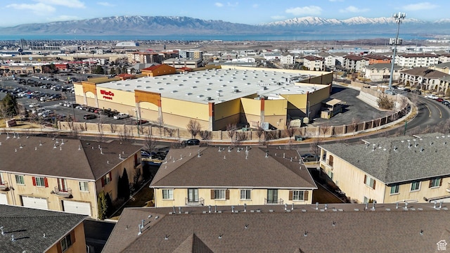 drone / aerial view with a mountain view
