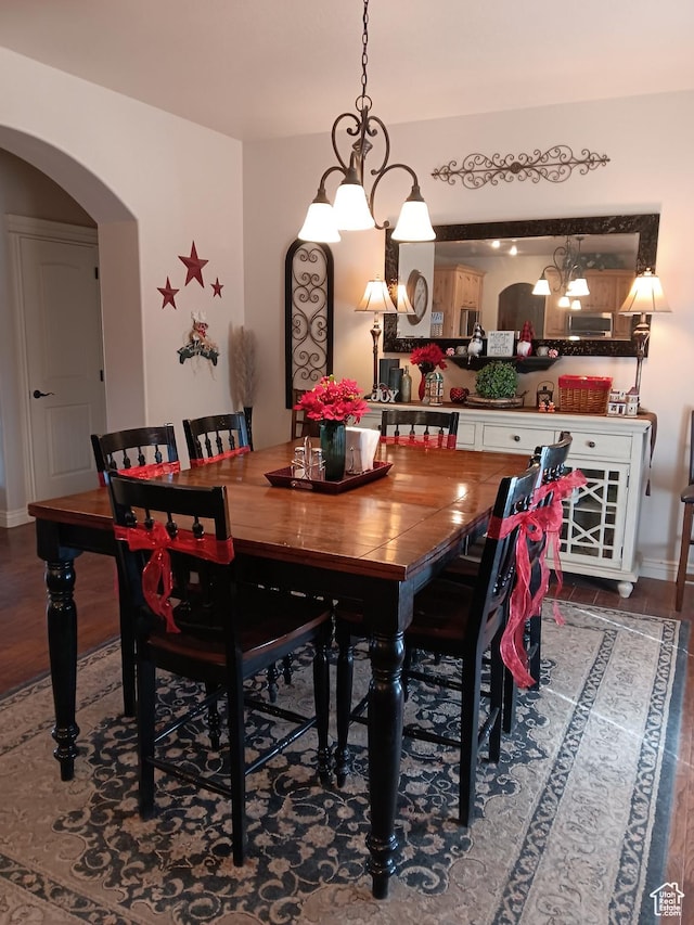 4680 N 4500 W, Cedar City, UT 84721 - dining room with arched walkways and dark wood finished floors