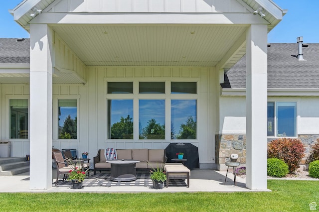 view of patio / terrace with an outdoor living space