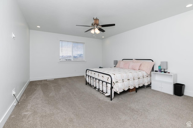 637 S 4th W, Preston, ID 83263 - carpeted bedroom with recessed lighting, ceiling fan, and baseboards