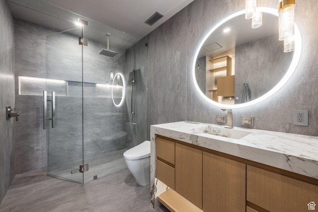 3826 E Thousand Oaks Cir, Salt Lake City, UT 84124 - full bathroom with toilet, a shower stall, visible vents, and vanity