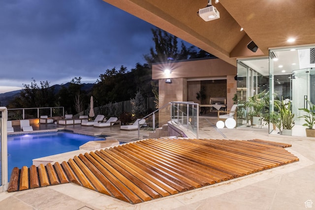3826 E Thousand Oaks Cir, Salt Lake City, UT 84124 - pool at twilight with a patio area and a fenced in pool