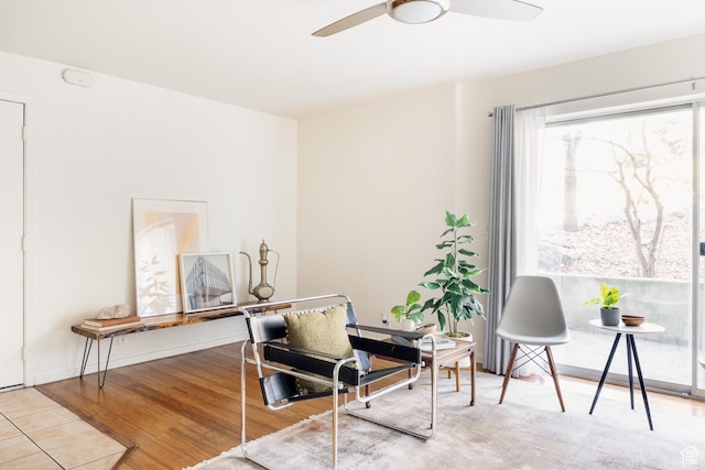 525 S 900 E Unit C1, Salt Lake City, UT 84102 - office area featuring a ceiling fan and wood finished floors