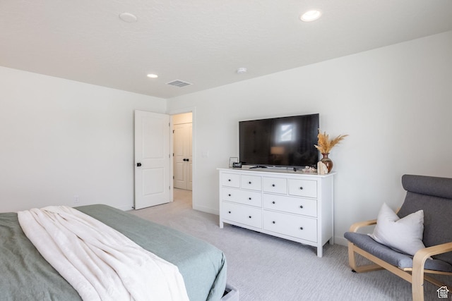 4623 N Festival Way, Eagle Mountain, UT 84005 - bedroom featuring recessed lighting, visible vents, and light carpet