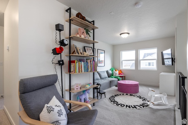 4623 N Festival Way, Eagle Mountain, UT 84005 - sitting room with baseboards, carpet flooring, and a textured ceiling