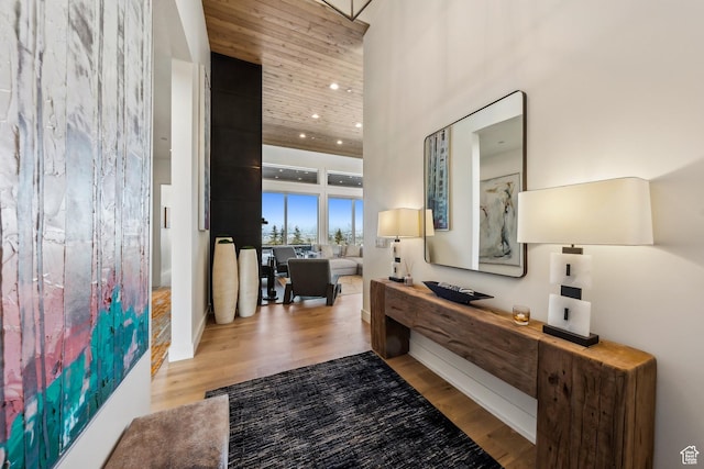 9279 E Aspen Rd, Heber City, UT 84032 - hall with wood finished floors and a towering ceiling