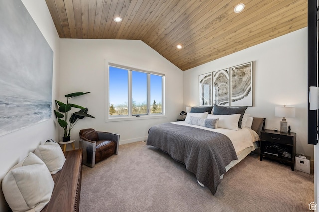 9279 E Aspen Rd, Heber City, UT 84032 - carpeted bedroom with lofted ceiling, wood ceiling, and recessed lighting