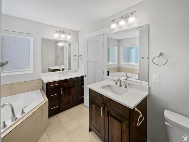 456 E 3675 N, North Ogden, UT 84414 - full bath featuring two vanities, visible vents, a sink, and a garden tub