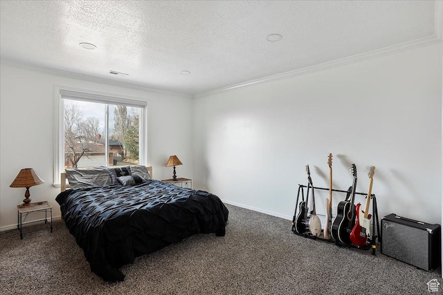 1434 Bennett Cir, Farmington, UT 84025 - carpeted bedroom with crown molding, a textured ceiling, and baseboards