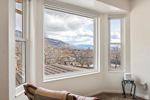 1434 Bennett Cir, Farmington, UT 84025 - sitting room with carpet floors, baseboards, and a mountain view