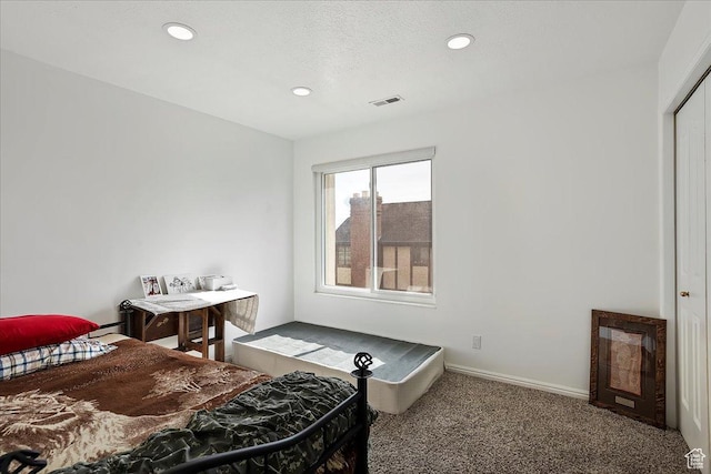 1434 Bennett Cir, Farmington, UT 84025 - bedroom with baseboards, carpet, visible vents, and recessed lighting