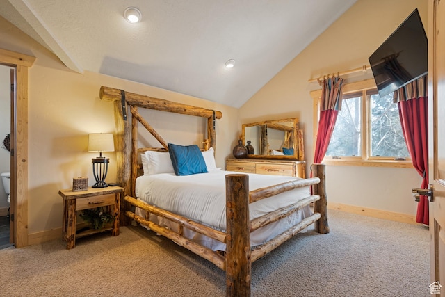 3995 N Timberwolf Ln Unit 1A, Park City, UT 84098 - carpeted bedroom featuring vaulted ceiling and baseboards