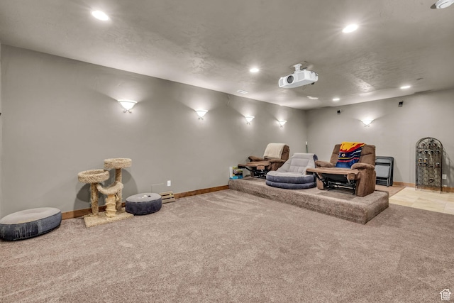 1973 W Modoc Loop, Coalville, UT 84017 - carpeted cinema room featuring baseboards, a textured ceiling, and recessed lighting