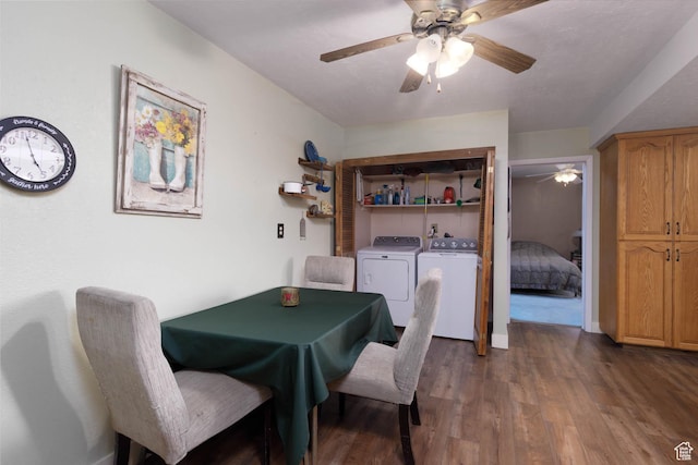 86 E 1000 S, Panguitch, UT 84759 - dining space featuring ceiling fan, separate washer and dryer, and dark wood-style flooring