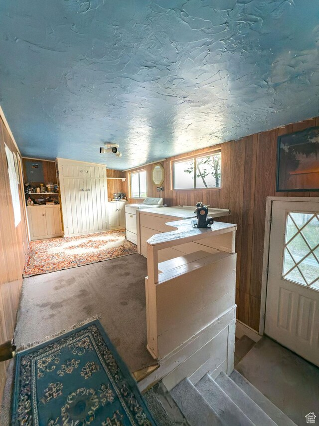 138 W 100 N, East Carbon, UT 84520 - kitchen featuring wooden walls and carpet floors