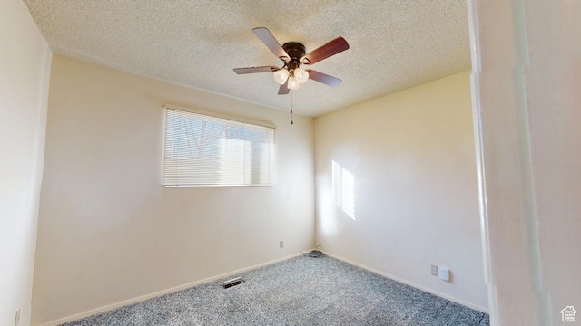 1120 Bulloch Cir, Cedar City, UT 84721 - unfurnished room with visible vents, carpet flooring, ceiling fan, a textured ceiling, and baseboards