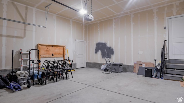garage with a garage door opener