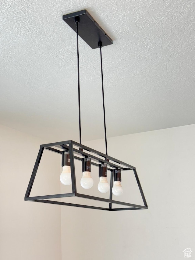 details with a textured ceiling