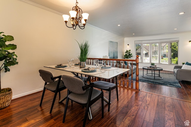 1963 E Rio Way E, Sandy, UT 84093 - dining space featuring crown molding, a chandelier, wood-type flooring, recessed lighting, and baseboards
