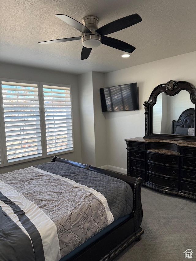 13592 S Conie Bell Dr, Herriman, UT 84096 - carpeted bedroom with ceiling fan, a textured ceiling, and baseboards