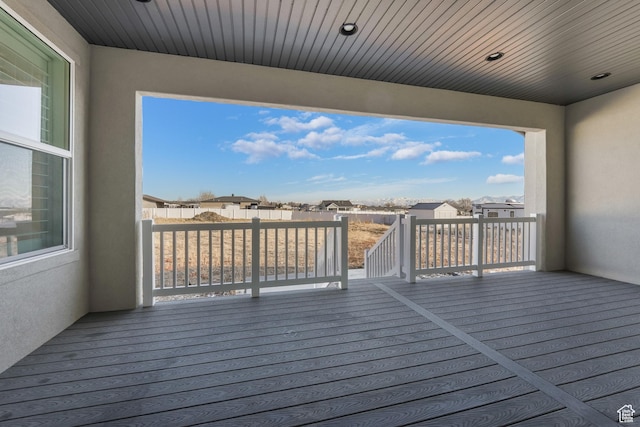 deck with a residential view