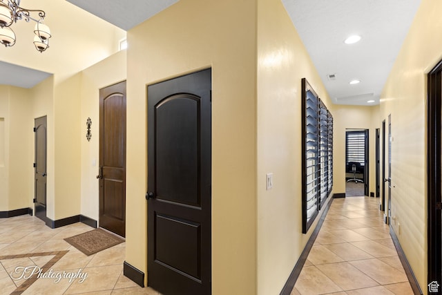 2275 E Rustic Dr, St George, UT 84790 - corridor with light tile patterned flooring, visible vents, baseboards, and recessed lighting