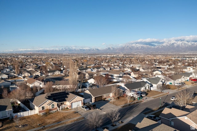 bird's eye view featuring a mountain view and a residential view