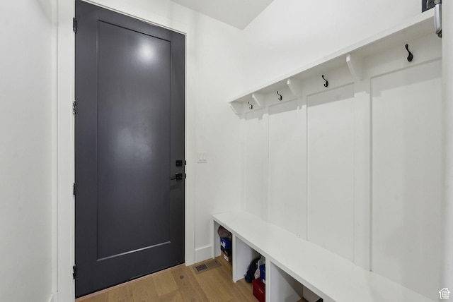 mudroom featuring light wood-style floors