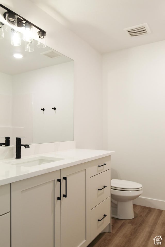 729 E 1250 S, Hyrum, UT 84319 - bathroom featuring wood finished floors, toilet, and vanity