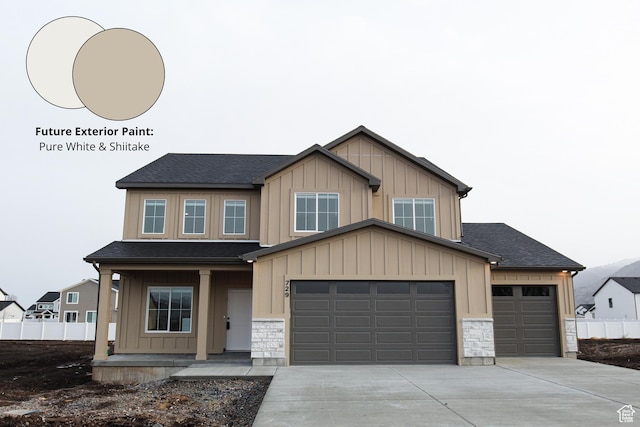 729 E 1250 S, Hyrum, UT 84319 - craftsman-style house with covered porch, driveway, stone siding, and a shingled roof
