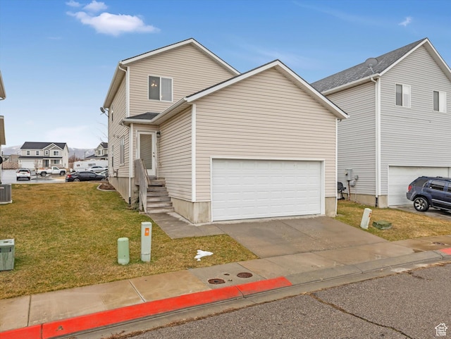 1673 N Aaron Dr E, Tooele, UT 84074 - traditional-style home featuring central air condition unit, a front lawn, and concrete driveway
