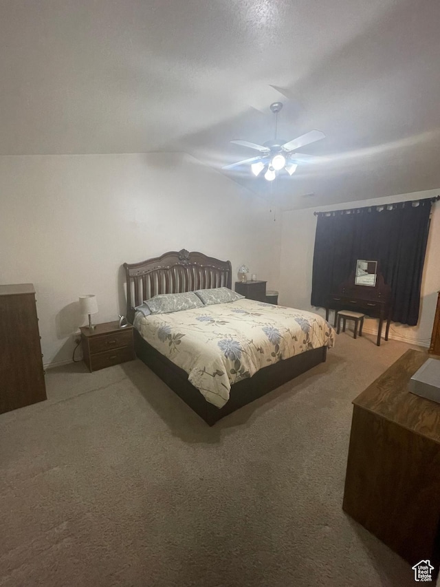564 W 475 N, Clearfield, UT 84015 - bedroom featuring a ceiling fan, carpet, and vaulted ceiling