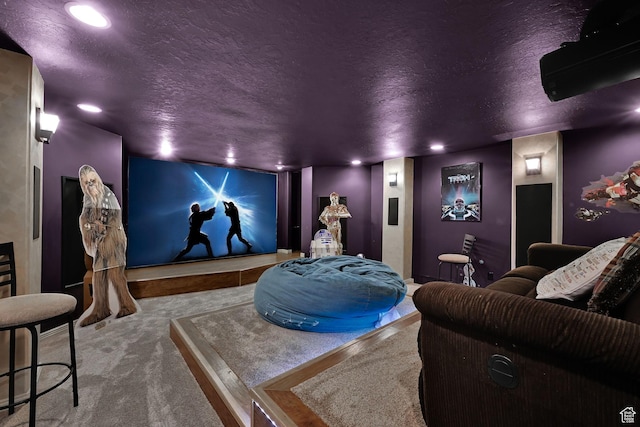 654 E 3225 N, North Ogden, UT 84414 - carpeted cinema room with recessed lighting and a textured ceiling
