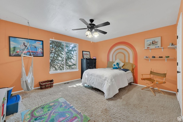 654 E 3225 N, North Ogden, UT 84414 - carpeted bedroom with a ceiling fan and baseboards