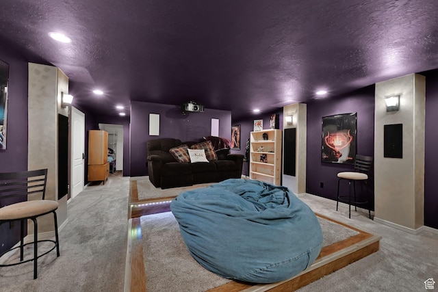 654 E 3225 N, North Ogden, UT 84414 - carpeted cinema with recessed lighting, a textured ceiling, and baseboards