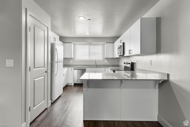 128 N Lone Rock Dr Unit 202, Hurricane, UT 84737 - kitchen with appliances with stainless steel finishes, a kitchen breakfast bar, dark wood-type flooring, a peninsula, and light countertops