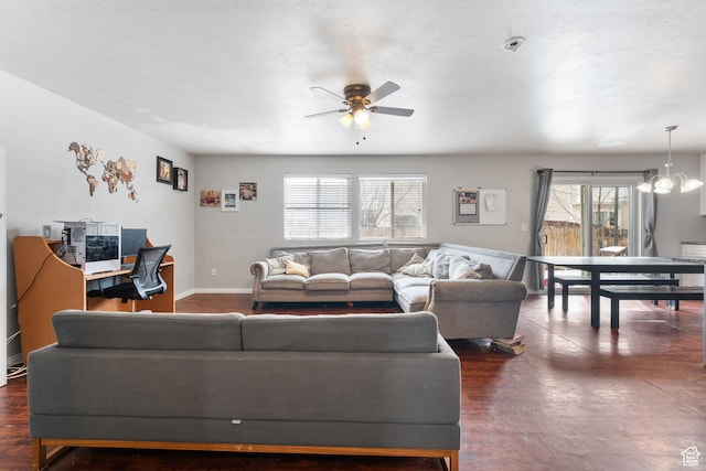 74 E Horizon Ave S, Heber City, UT 84032 - living area featuring ceiling fan with notable chandelier and baseboards