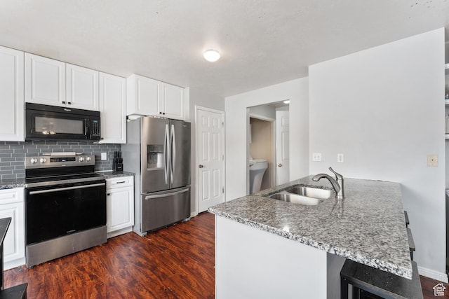74 E Horizon Ave S, Heber City, UT 84032 - kitchen featuring stainless steel appliances, light stone countertops, a sink, and dark wood-style floors