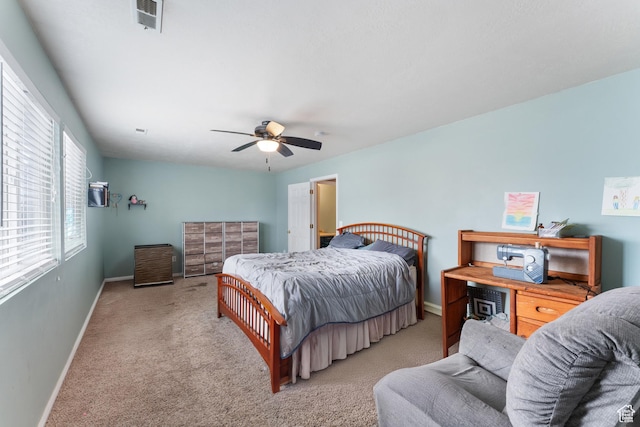 74 E Horizon Ave S, Heber City, UT 84032 - bedroom with light carpet, a ceiling fan, visible vents, and baseboards