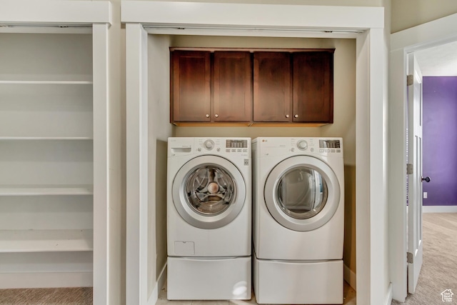 1972 Grant Ave, Ogden, UT 84401 - laundry room featuring washer and dryer, baseboards, cabinet space, and carpet flooring